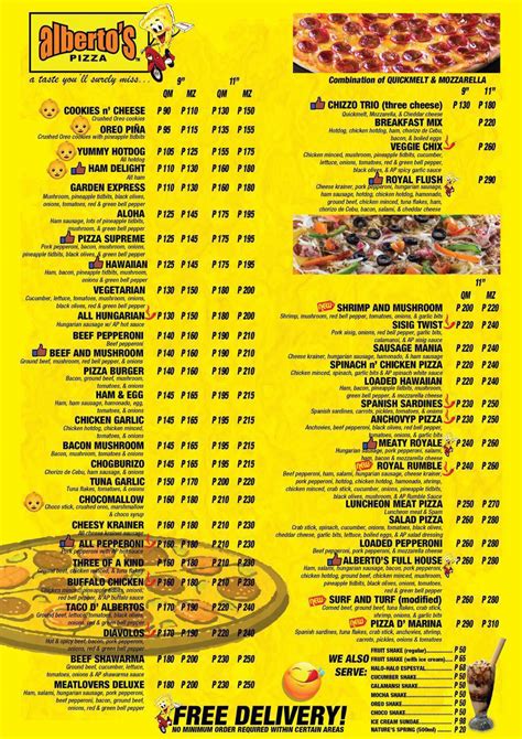 albertos talamban|ALBERTO’S PIZZA MENU (with Delivery & Branches).